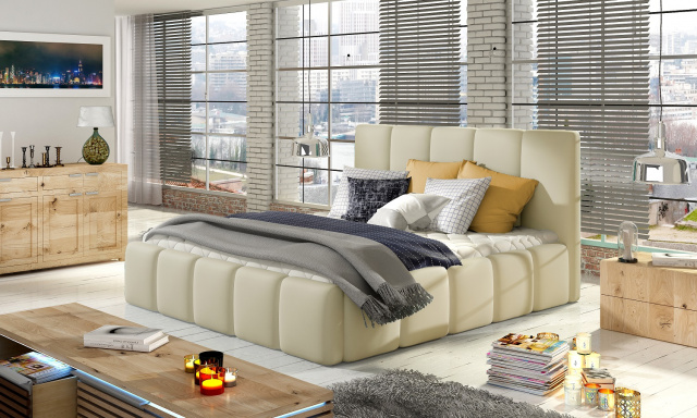 Moderná posteľ Begie, 160x200 béžová eko koža Soft