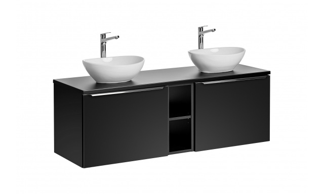 Kúpeľňový nábytok Santino, zostava G / čierna - 140cm + 2x umyvadlo