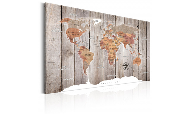 Obraz - World Map: Wooden Stories