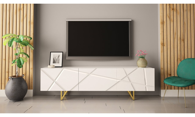 Moderný TV stolík Radim, biela / biely lesk