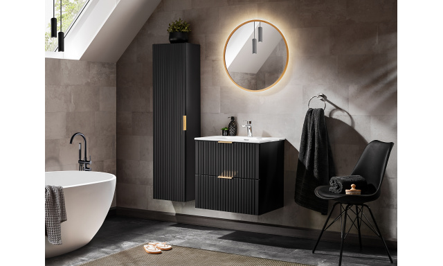 Kúpeľňový nábytok Adela, zostava P/ dub wotan+ umývadlo+ zrkadlo s LED