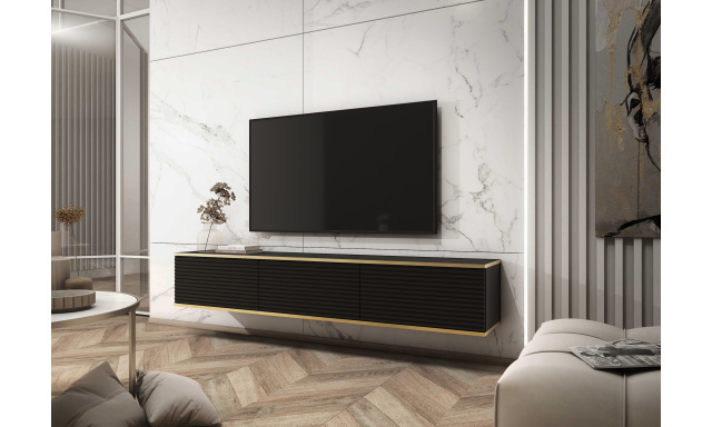 TV stolík Olek 175 cm so vzorom, čierny
