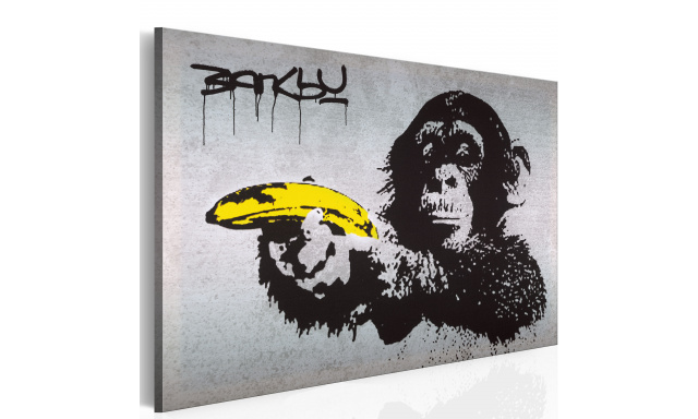 Obraz - Stop or the monkey will shoot! (Banksy)