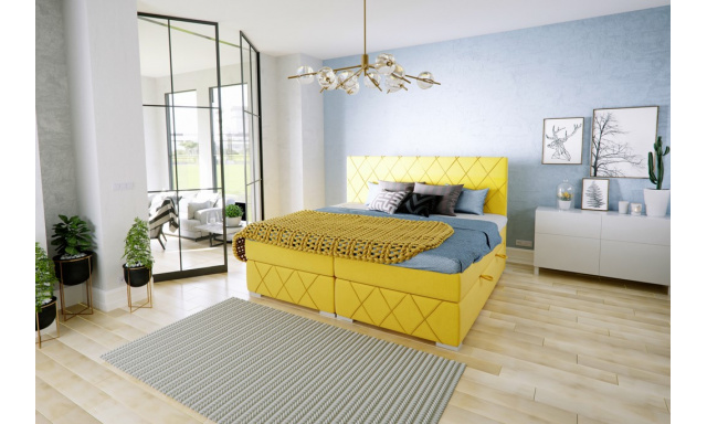 Moderná boxspring posteľ Rendo 180x200cm, žltá Magic Velvet