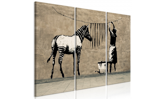 Obraz - Banksy: Washing Zebra on Concrete (3 Parts)