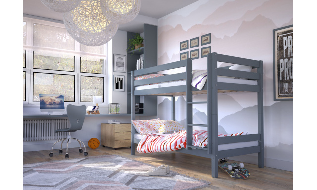 Poschodová posteľ Olina pre dve deti, 2x 90x190 cm, antracit