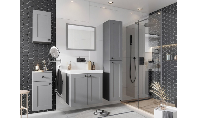 Kúpeľňová zostava s umývadlom Sarah E, sivá + zrkadlo