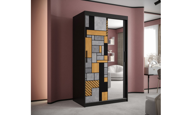 Šatníková skriňa Tetris 2 se zrkadlom, 100cm