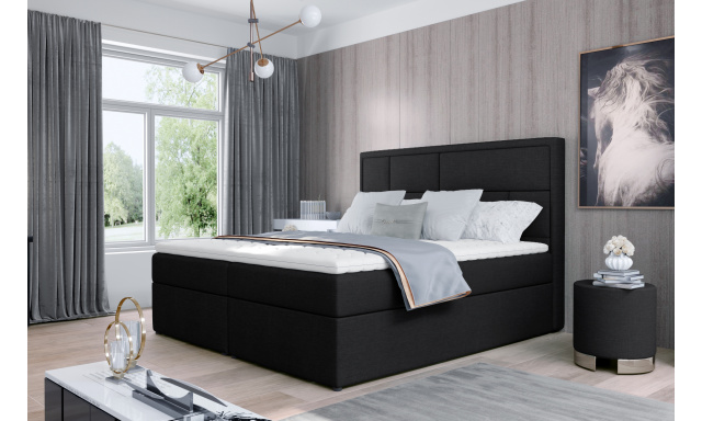 Kvalitná box spring posteľ Meredit 180x200, čierna Velvet