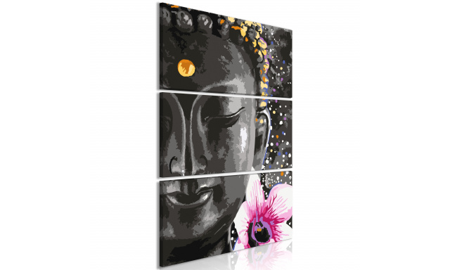 Obraz - Buddha and Flower (3 Parts) Vertical
