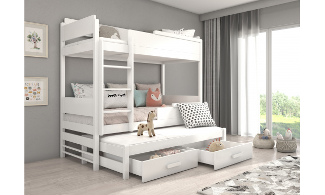 Poschoďová dětská postel Icardi, 200x90 cm, biela