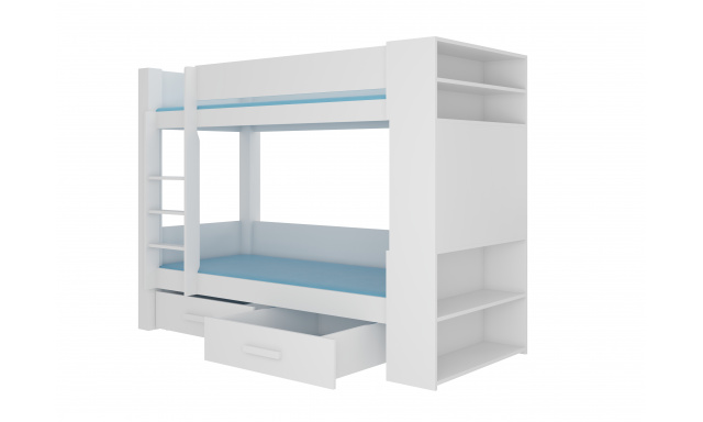Poschodová posteľ pre 2 deti Gino, 200x90cm, biela
