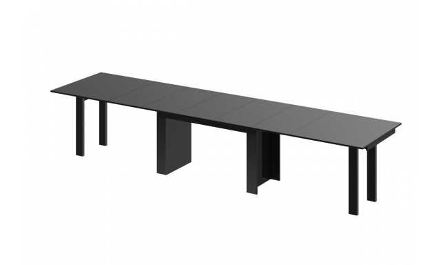 Jedálenský stôl Margo- rozklad od 170 cm do 410 cm, doska čierny mat/ nohy čierny lesk