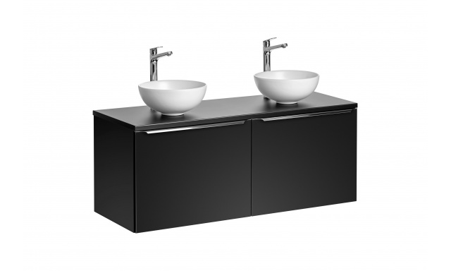 Kúpeľňový nábytok Santino, zostava A / čierna - 120cm+ 2x umývadlo