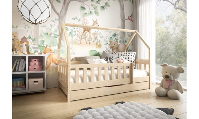 Moderná detská posteľ Albion 160x80 Domček, borovica