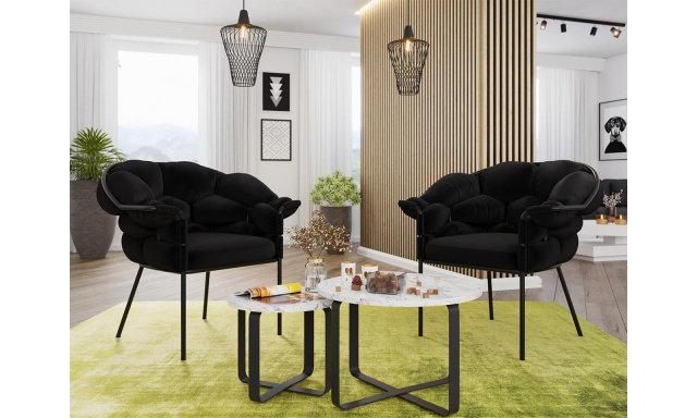 Dizajnová jedálenská stolička/kreslo Chianti, čierna