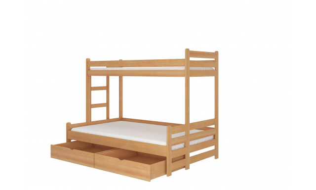 Poschodová posteľ pre 3 deti Blanka, 200x90cm, buk