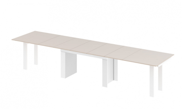 Jedálenský stôl Margo- rozklad od 170 cm do 410 cm, doska cappuccino lesk/ nohy biely lesk