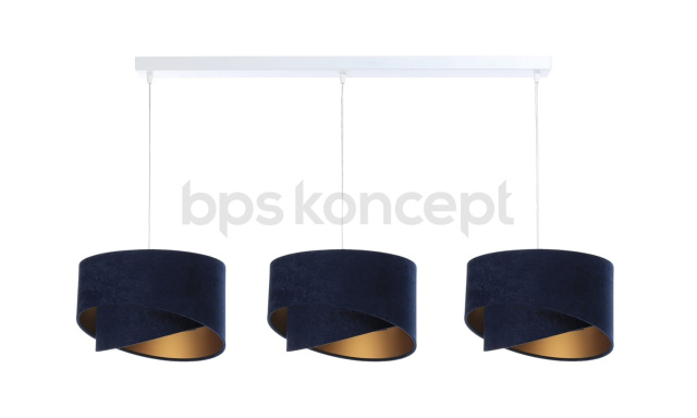 Dizajnová zostava 3 lámp Genova, modrá/zlatá