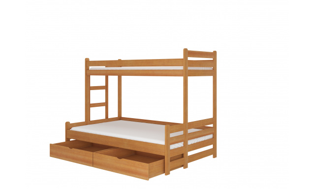 Poschodová posteľ pre 3 deti Blanka, 200x90cm, jelša