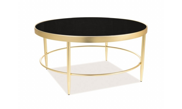 Okrúhly konferenčný stôl Sego368, čierny/zlatý, 82cm