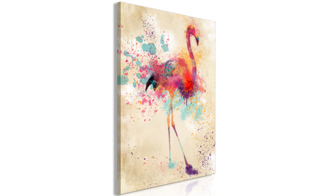 Obraz - Watercolor Flamingo (1 Part) Vertical