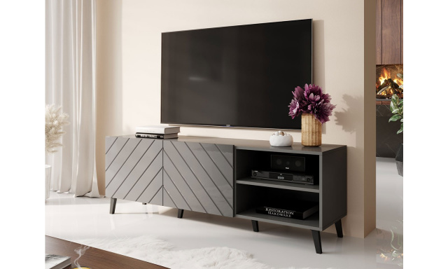 Moderný televízny stolík Itálie 150 , sivá / sivý lesk