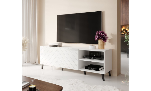 Moderný televízny stolík Taliansko 150 , biela/biely lesk