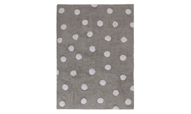 Bio koberec kusový, ručně tkaný Polka Dots Grey-White