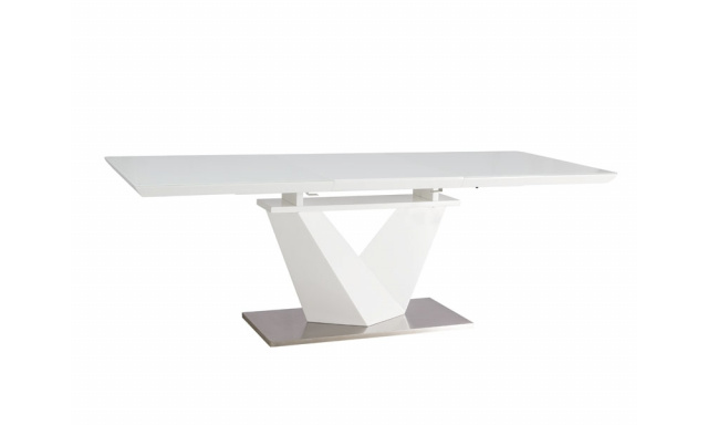 Luxusný jedálenský stôl Sego142, biely/biely lakovaný, 160-220x90cm