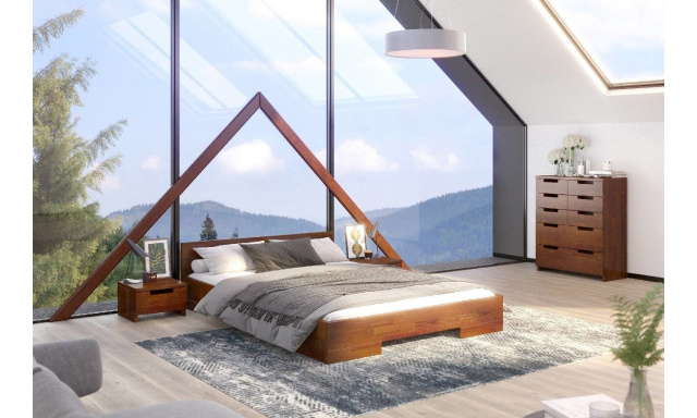 Luxusná posteľ Scando z borovicových hranolov, 180x200cm, orech