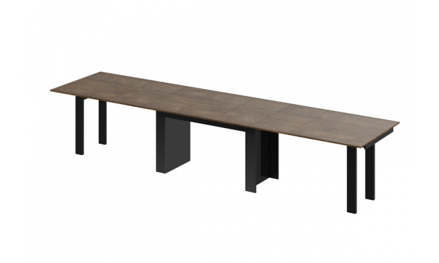 Jedálenský stôl Margo- rozklad od 170 cm do 410 cm, doska Lava Rock mat/ nohy čierny lesk