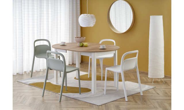 Elegantný rozkladací jedálenský stôl Hema147, dub craft/biela