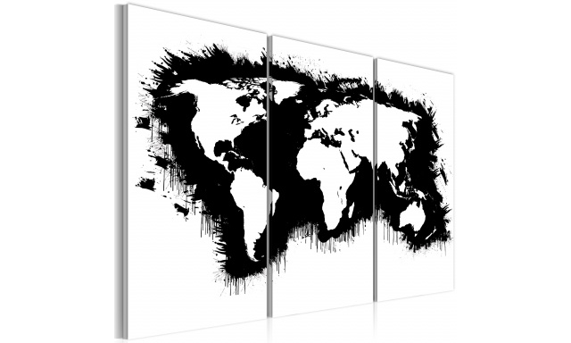 Obraz - Monochromatic map of the World - triptych